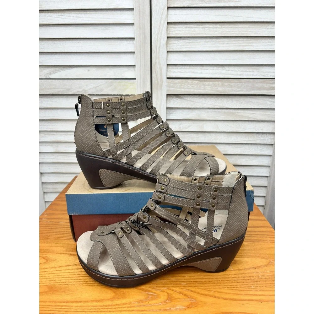 JBU Jambu Jean Wedge Sandals 11 Smoke Womens Gladiator Strappy Memory Foam